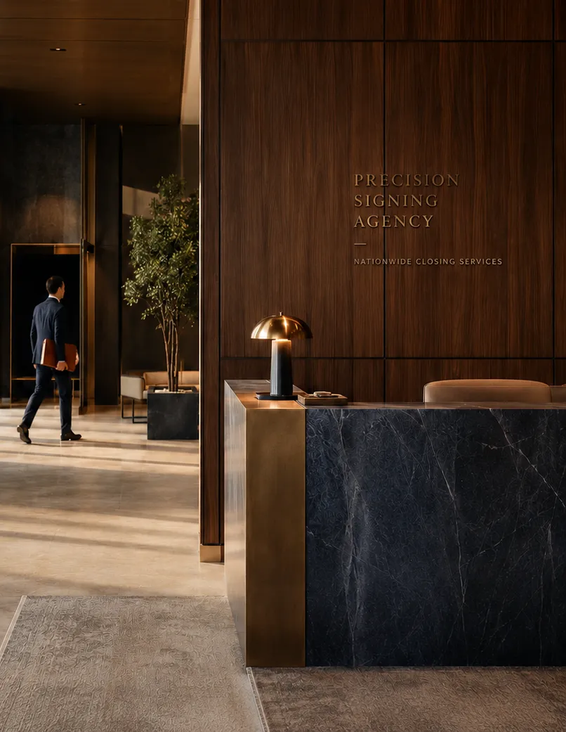 PSA signing agent arriving at a closing